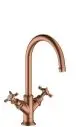 AXOR-HG-AXOR-Montreux-2-Griff-Waschtischarmatur-210-mit-Kreuzgriffen-und-Ablaufgarnitur-Brushed-Red-Gold-16506310 gallery number 1